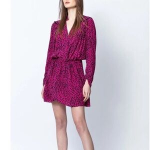 Zadig & Voltaire Fuchsia Leopard Print Mini Dress